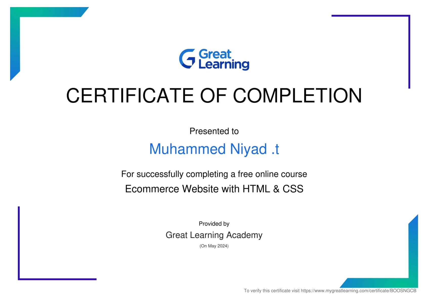 certificate of achievement
